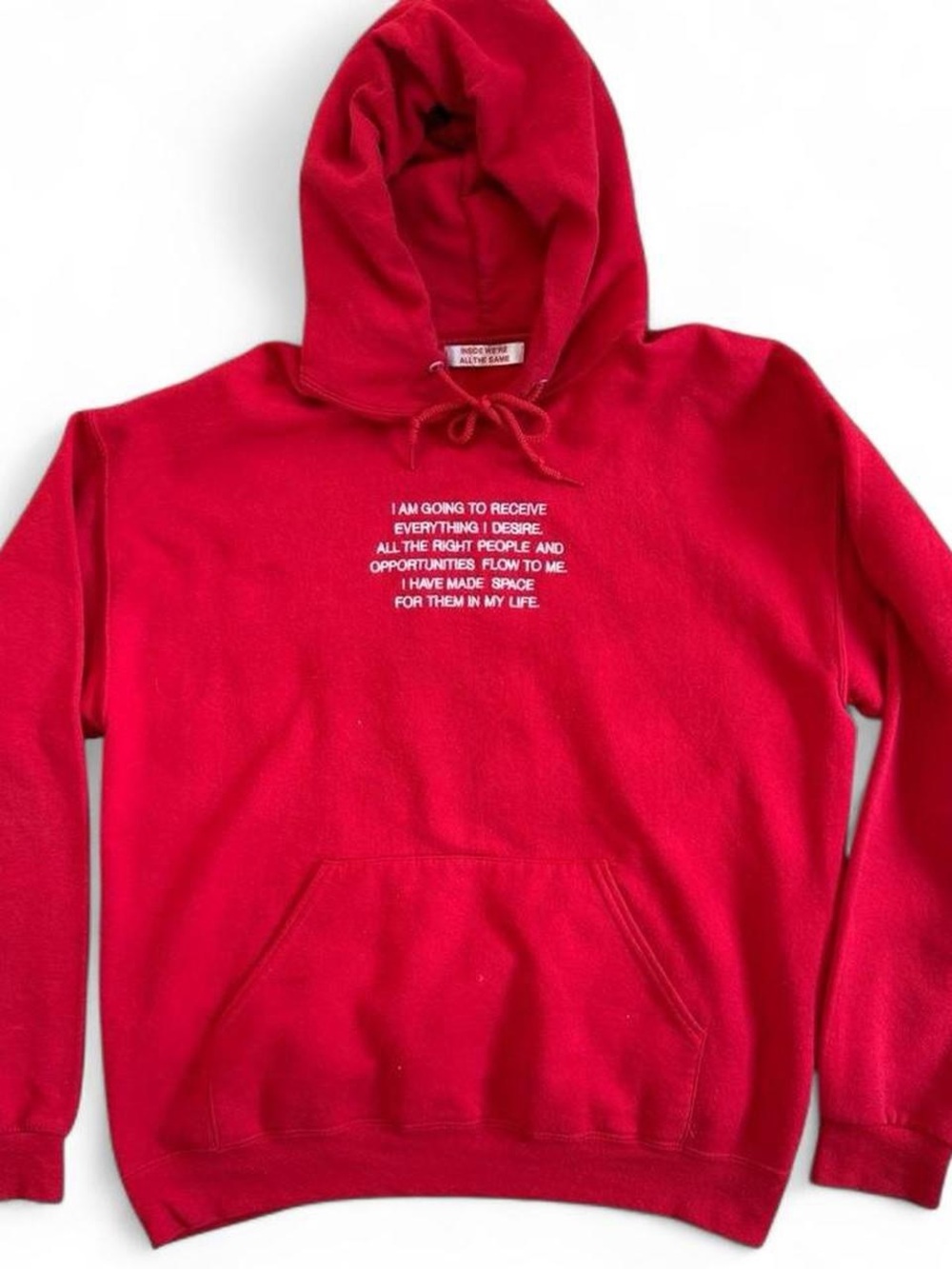 We’re Not Really Strangers Self-Love Red Hooded Sweatshirt